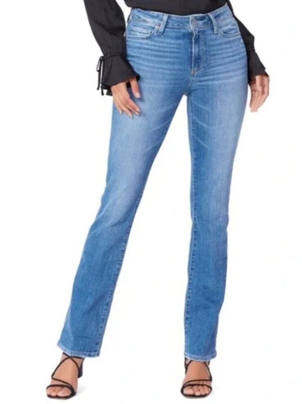 Paige High Rise Manhattan Bootcut Denim Jeans in Spritz Distressed- Size 32